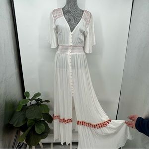 NWT Molly Bracken white bohemian button up festival maxi dress